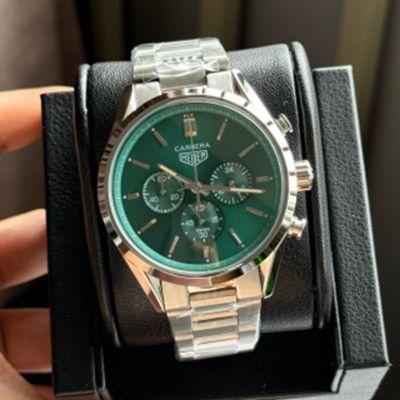 Tag Heuer Watch Bands Replacement Carrera  VK Quartz Movement Green Dial Steel Watch tag heuer 1000 mikrotimer